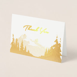 Gold Foil Mountain Wedding All-Purpose Thank You Foil Card