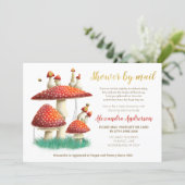Gold foil mushroom & bees baby shower by mail invitation (Standing Front)