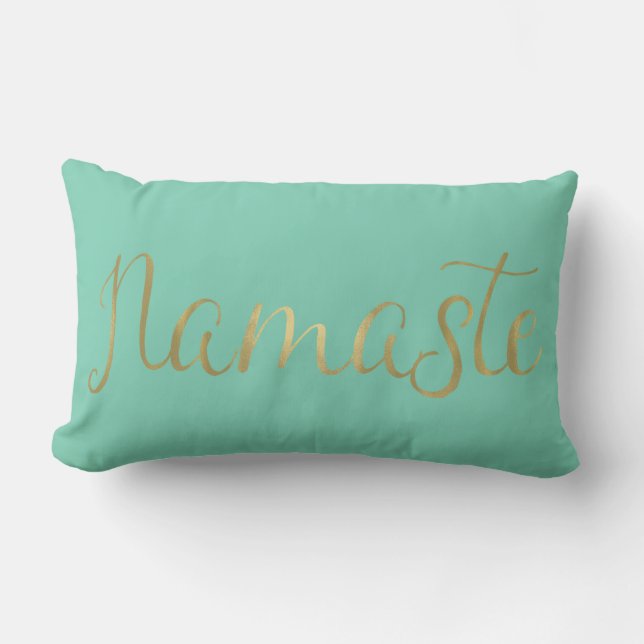 Gold Foil Namaste Lumbar Pillow (Front)