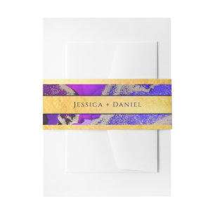 Gold Foil Named Pink Purple Wedding Invitation Belly Band