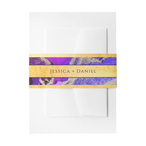 Gold Foil Named Pink Purple Wedding  Invitation Belly Band