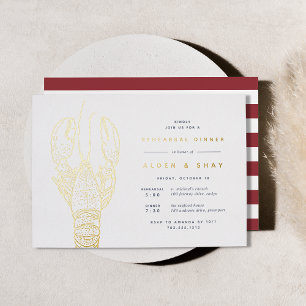 Gold Foil Nautical Crab Rehearsal Dinner Invitation