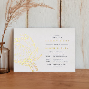 Gold Foil Nautical Crab Rehearsal Dinner Invitation