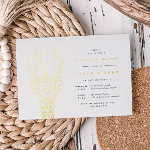 Gold Foil Nautical Lobster Rehearsal Dinner Invitation