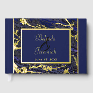 Gold Foil & Navy Blue Wedding Foil Guest Book