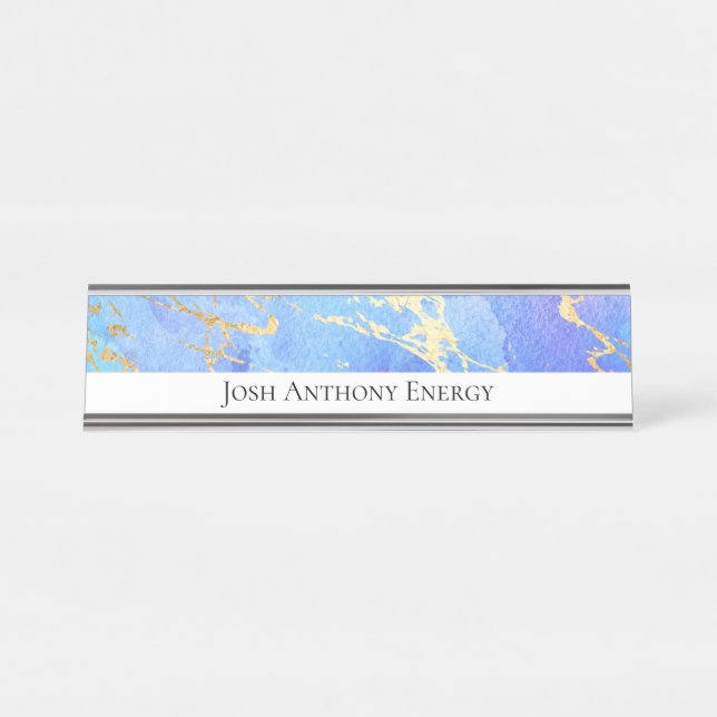 *~* Gold Foil Nebula Cosmic Galaxy Universe AP3 Desk Name Plate (Front)