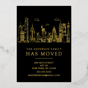 Gold Foil New York Cityscape Moving Foil Invitati Invitation