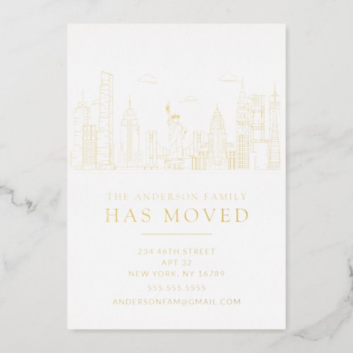 Gold Foil New York Cityscape Moving  Foil Invitation