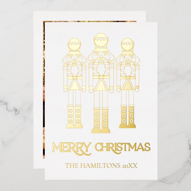 Gold Foil Nutcracker Christmas Cards (Front/Back)