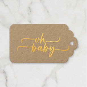Gold Foil "Oh Baby" Script Foil Gift Tags