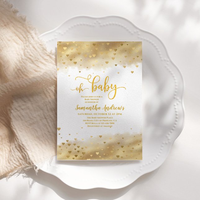 Gold Foil Oh Baby Shower  Invitation (Creator Uploaded)