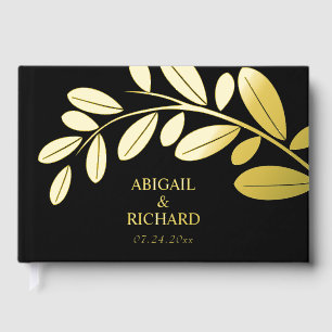 Gold foil Olive branch Mediterranean charm wedding Guest Book