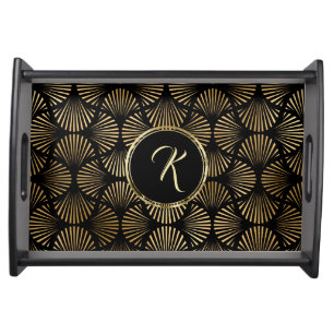 Gold Foil on Black Classic Art Deco Serving Tray