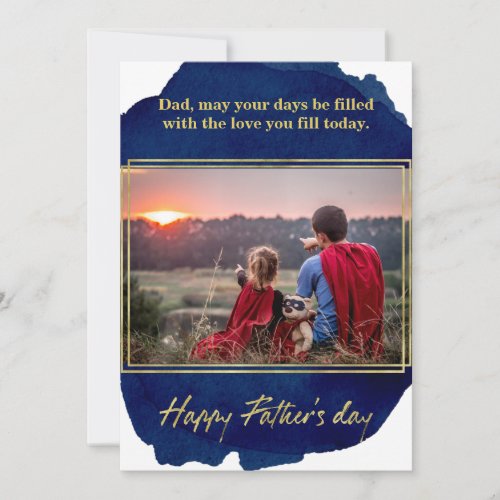 Gold Foil On Blue Watercolor Fathers Day Card