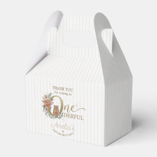 Gold Foil One-Derful Neutral Capybara Treat Favor Boxes