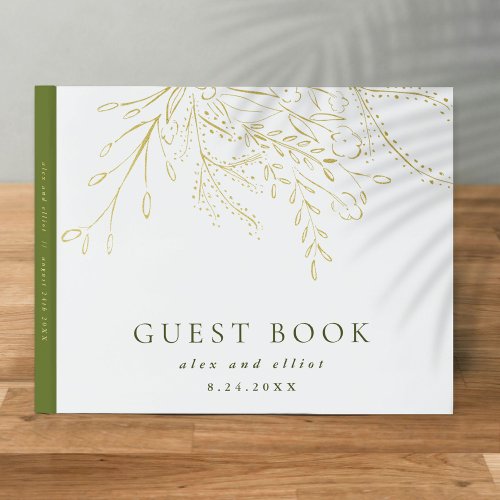 Gold Foil Overflowing Bouquet Wedding Guest Book