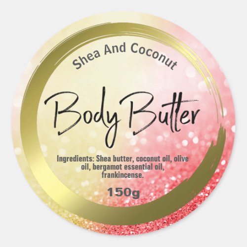 Gold Foil Paint Red Glitter Body Butter Labels