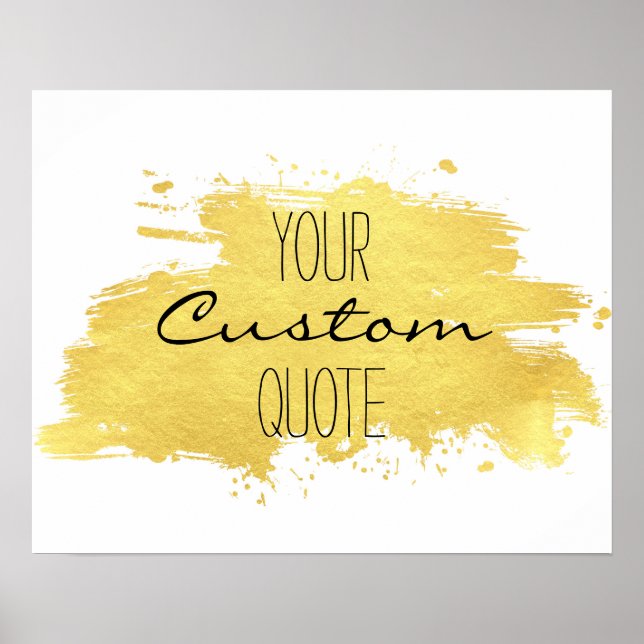 Gold foil paint stroke Personalized quote print (Front)