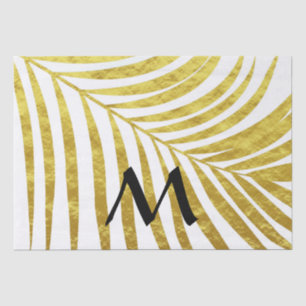 Gold Foil Palm Leaf Tropical Monogrammed Initials Tissue Paper