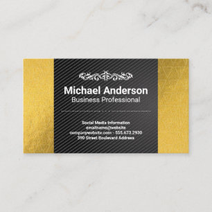 Gold Foil Pattern Carbon Black Business Card
