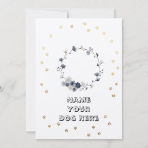 Gold Foil Paw Print Paw and Blooms christmas card