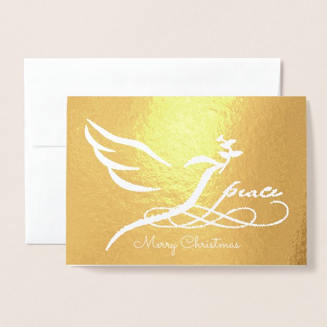 Gold Foil Peace Dove Photo Card (Front With Envelope)
