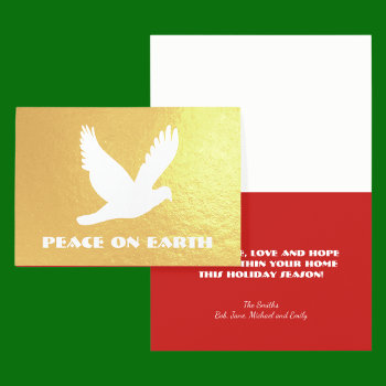 Gold Foil Peace On Earth Christmas Foil Card by KathyHenis at Zazzle