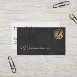 Gold Foil Pen Logo Black Texture Background Business Card