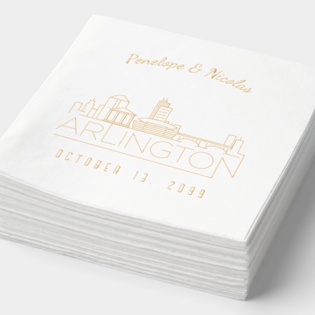 Gold Foil Personalized Arlington Wedding Napkins (Detail)