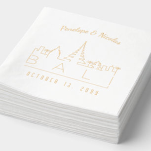 Gold Foil Personalized Bali Wedding Napkins