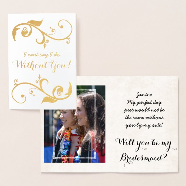 Gold Foil Personalized Bridesmaid Card (Display)