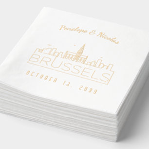 Gold Foil Personalized Brussels Wedding Napkins