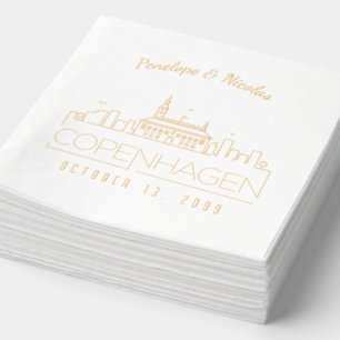 Gold Foil Personalized Copenhagen Wedding Napkins