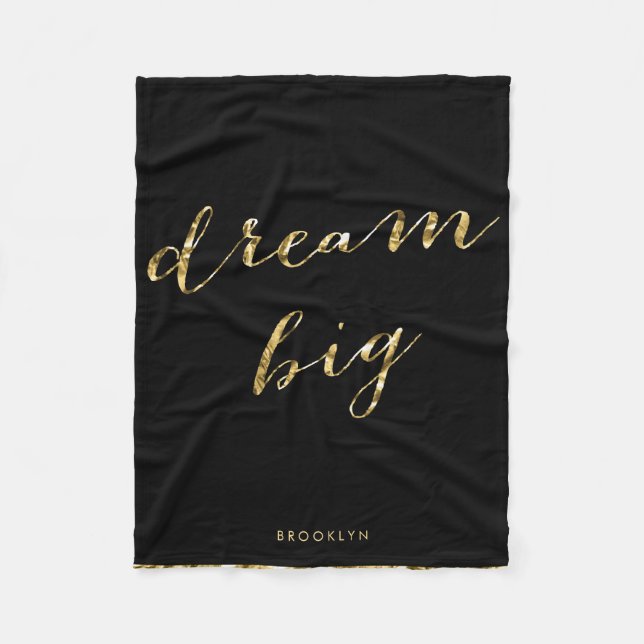 Gold Foil Personalized Dream Big Blanket (Front)