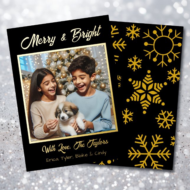 Gold Foil Personalized Family Photo Christmas Foil Holiday Card (Creator Uploaded)