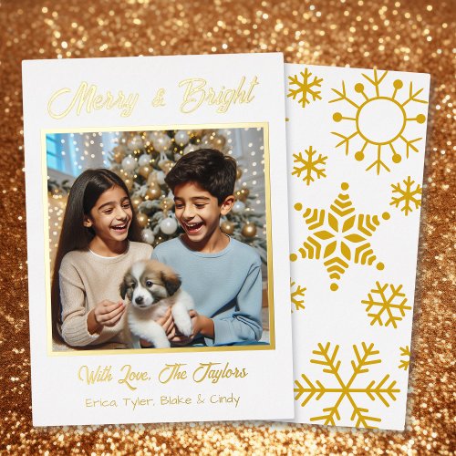 Gold Foil Personalized Family Photo Christmas Foil Holiday Card