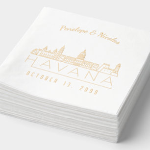 Gold Foil Personalized Havana Wedding Napkins