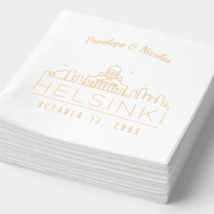 Gold Foil Personalized Helsinki Wedding Napkins