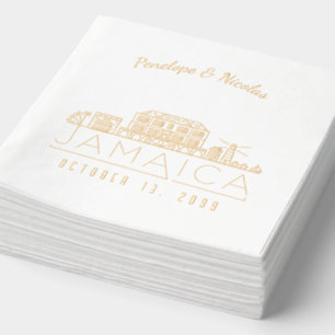 Gold Foil Personalized Jamaica Wedding Napkins