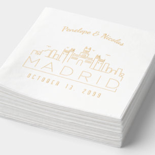 Gold Foil Personalized Madrid Wedding Napkins