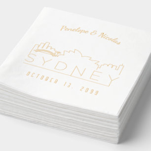 Gold Foil Personalized Sydney Wedding Napkins