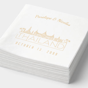 Gold Foil Personalized Thailand Wedding Napkins