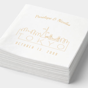 Gold Foil Personalized Tokyo Wedding Napkins