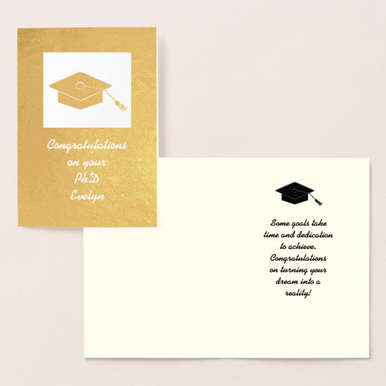 Gold Foil PhD Graduation Card