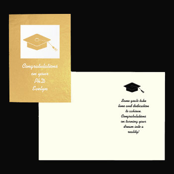 Gold Foil Phd Graduation Card by KathyHenis at Zazzle