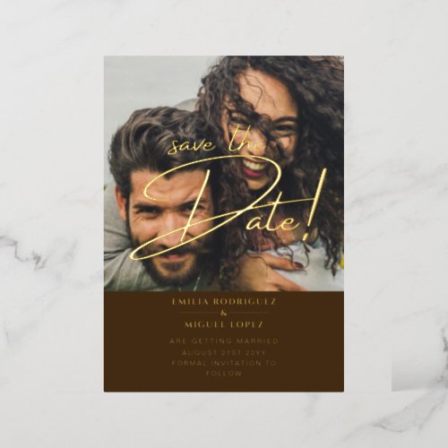 GOLD FOIL PHOTO Overlay Wedding Save The Date QR  Foil Invitation