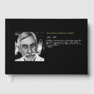 Gold foil photo quote celebration of life funeral guest book 