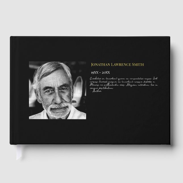 Gold foil photo quote celebration of life funeral guest book  (Front)
