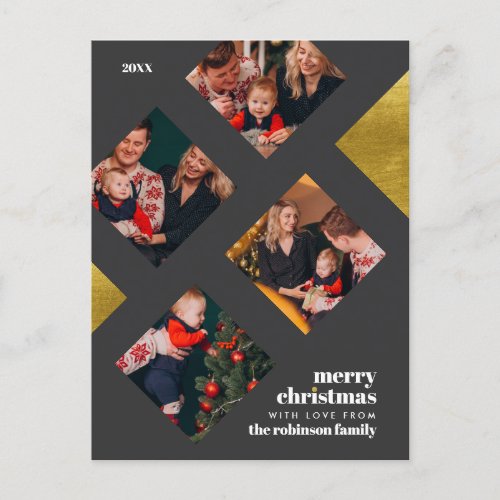 Gold Foil  Photo Squares  Christmas Gallery Holiday Postcard