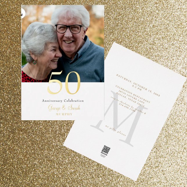 Gold Foil Photo Wedding Anniversary Party  Foil Invitation (Creator Uploaded)